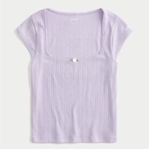 Hollister Lavender Pointelle Square Neck Top NWT